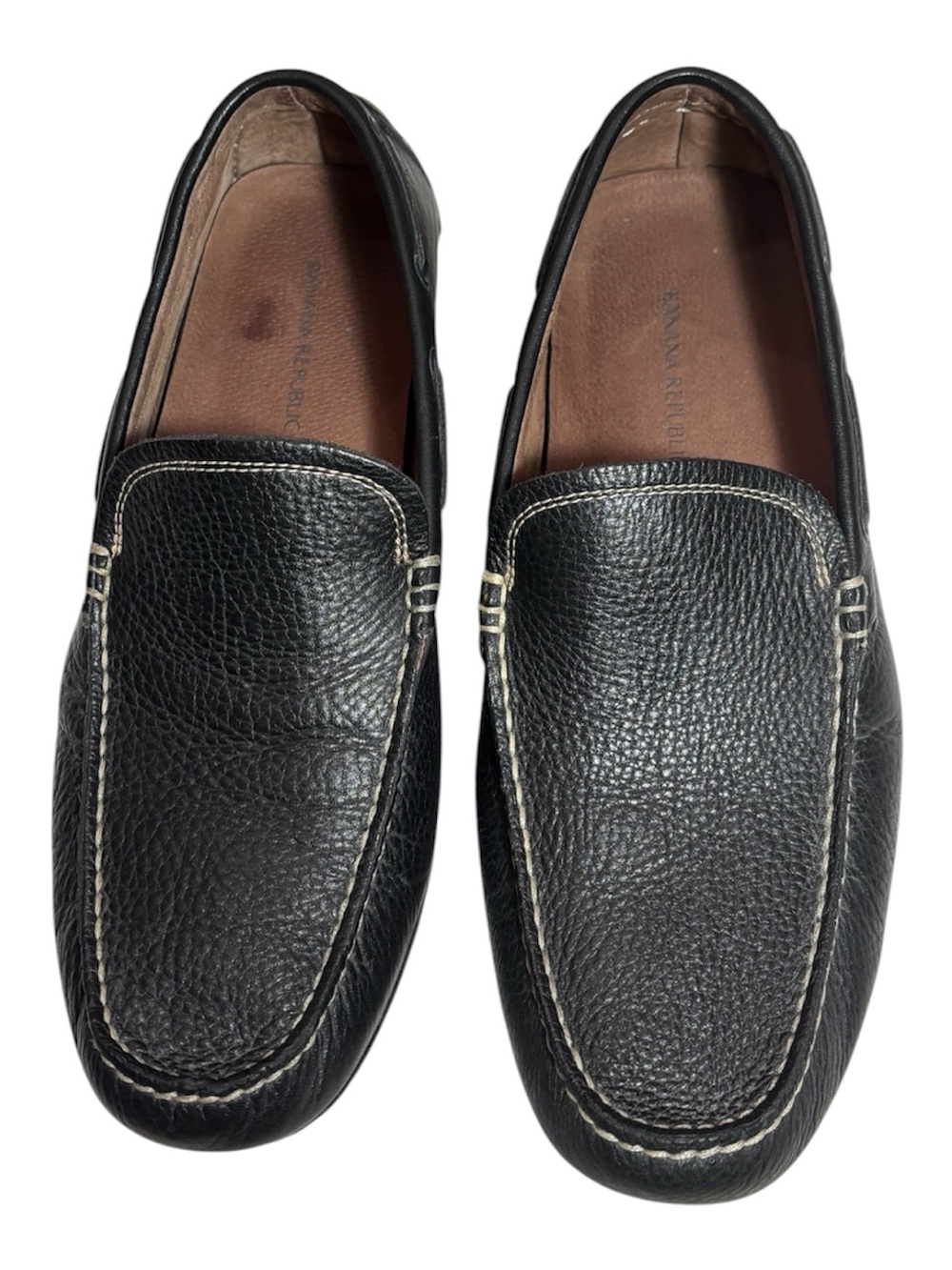 Banana Republic Black Pebbled Leather Slip-On Loafers